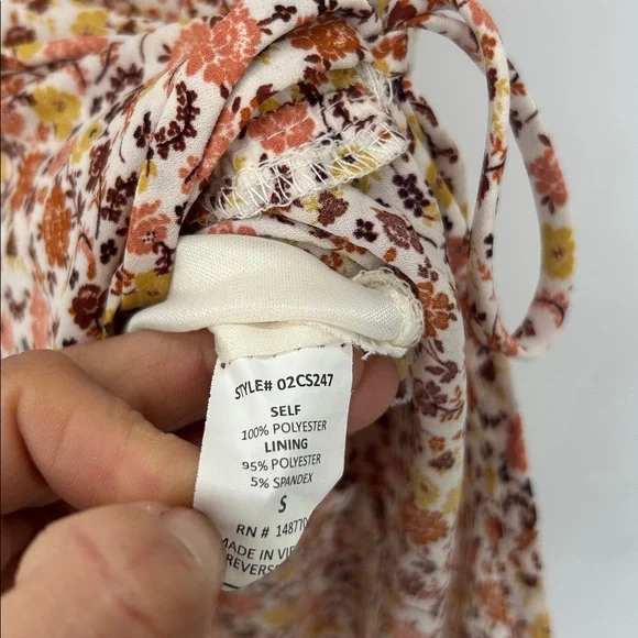 Sienna Sky Floral Ruched Mini Skirt Orange Yellow Boho Size S Womens - Picture 6 of 8